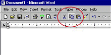 screen shot of edit menu with cut, copy and paste circled