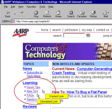 screen shot of showing visited and unvisited colors