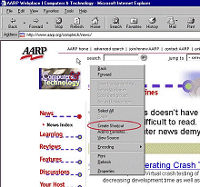 screen shot of call-out to create shortcut